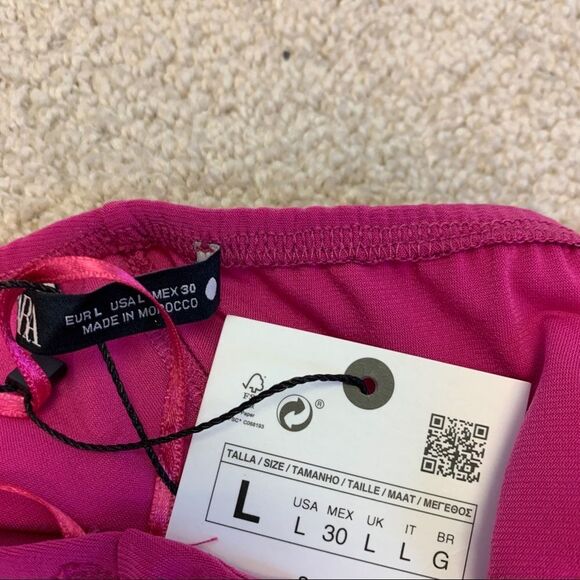 Zara fuchsia pink flowy midi dress Sz L NWT - Picture 5 of 8